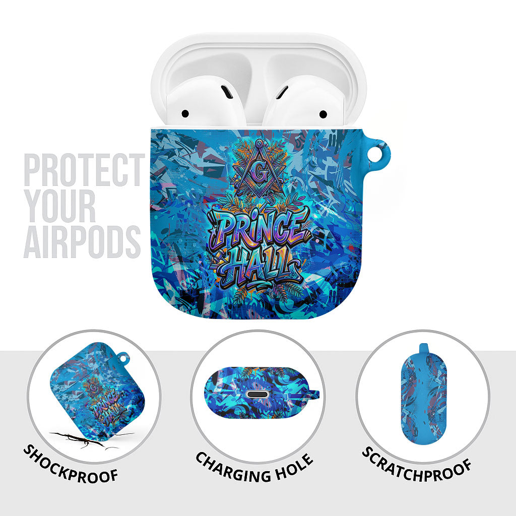 Prince Hall Freemasonry AirPods Case Compasses Masonic Art - Urban Graffiti Style