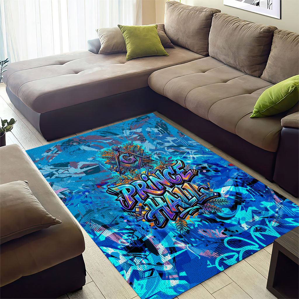 Prince Hall Freemasonry Area Rug Compasses Masonic Art - Urban Graffiti Style
