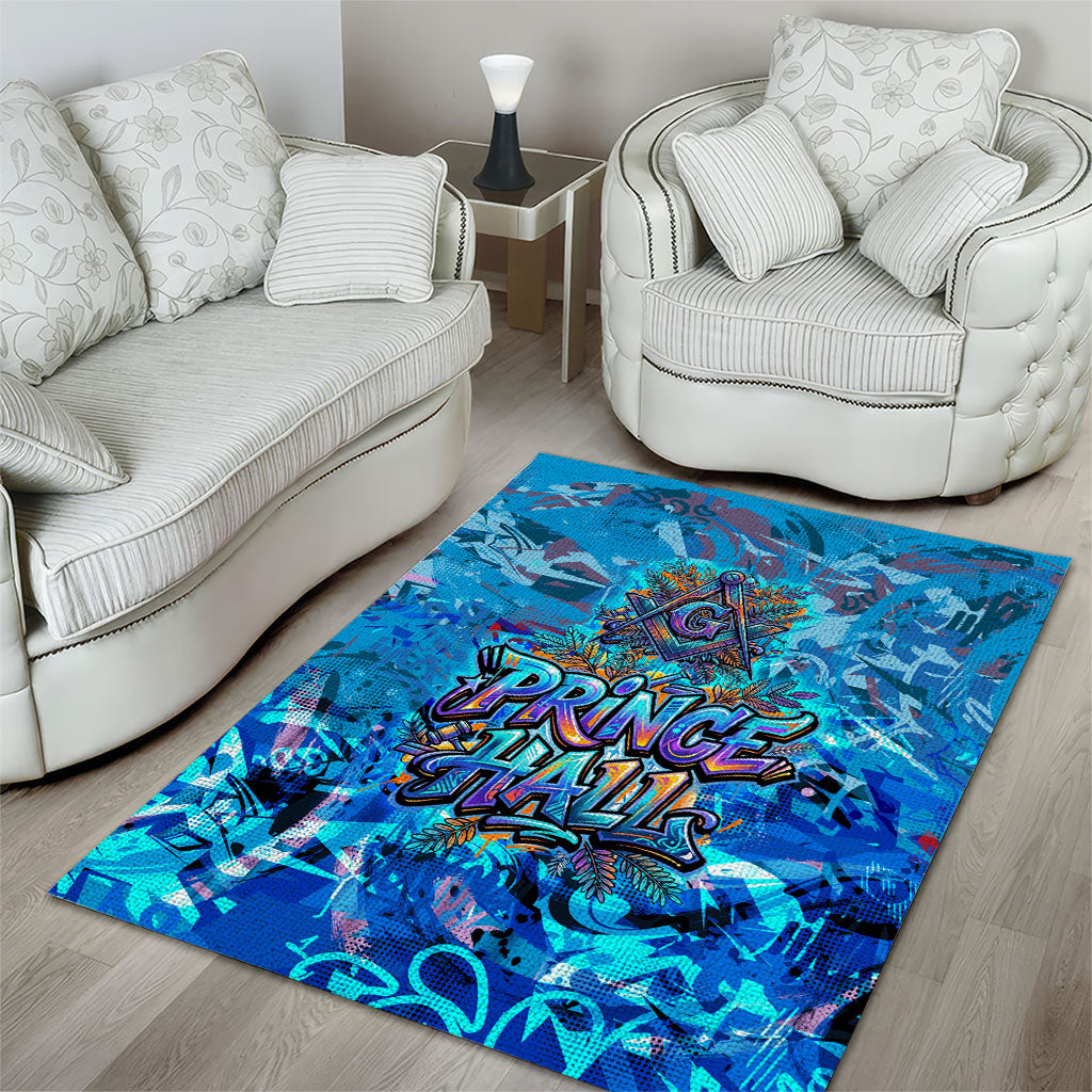 Prince Hall Freemasonry Area Rug Compasses Masonic Art - Urban Graffiti Style