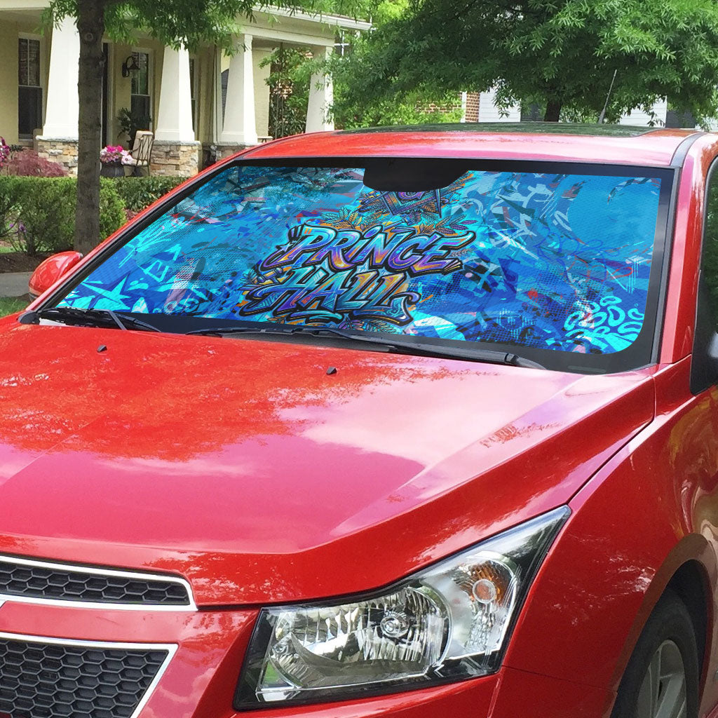 Prince Hall Freemasonry Auto Sun Shade Compasses Masonic Art - Urban Graffiti Style