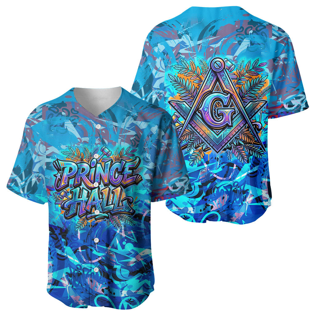 Prince Hall Freemasonry Baseball Jersey Compasses Masonic Art - Urban Graffiti Style
