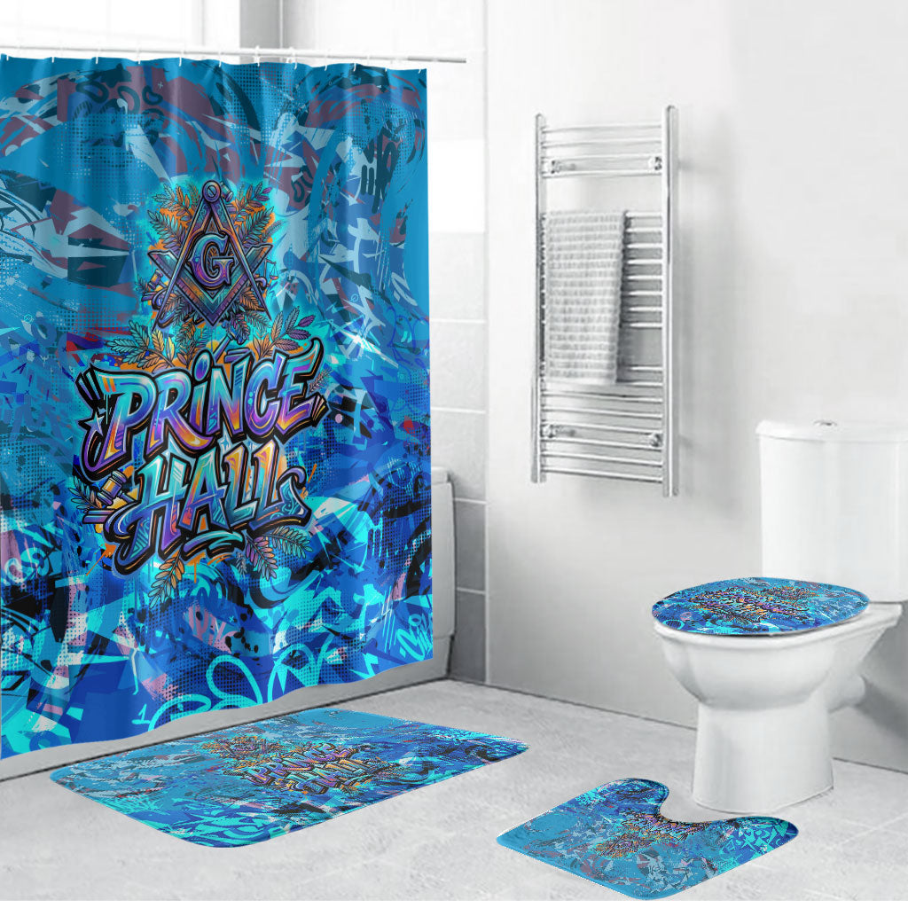 Prince Hall Freemasonry Bathroom Set Compasses Masonic Art - Urban Graffiti Style