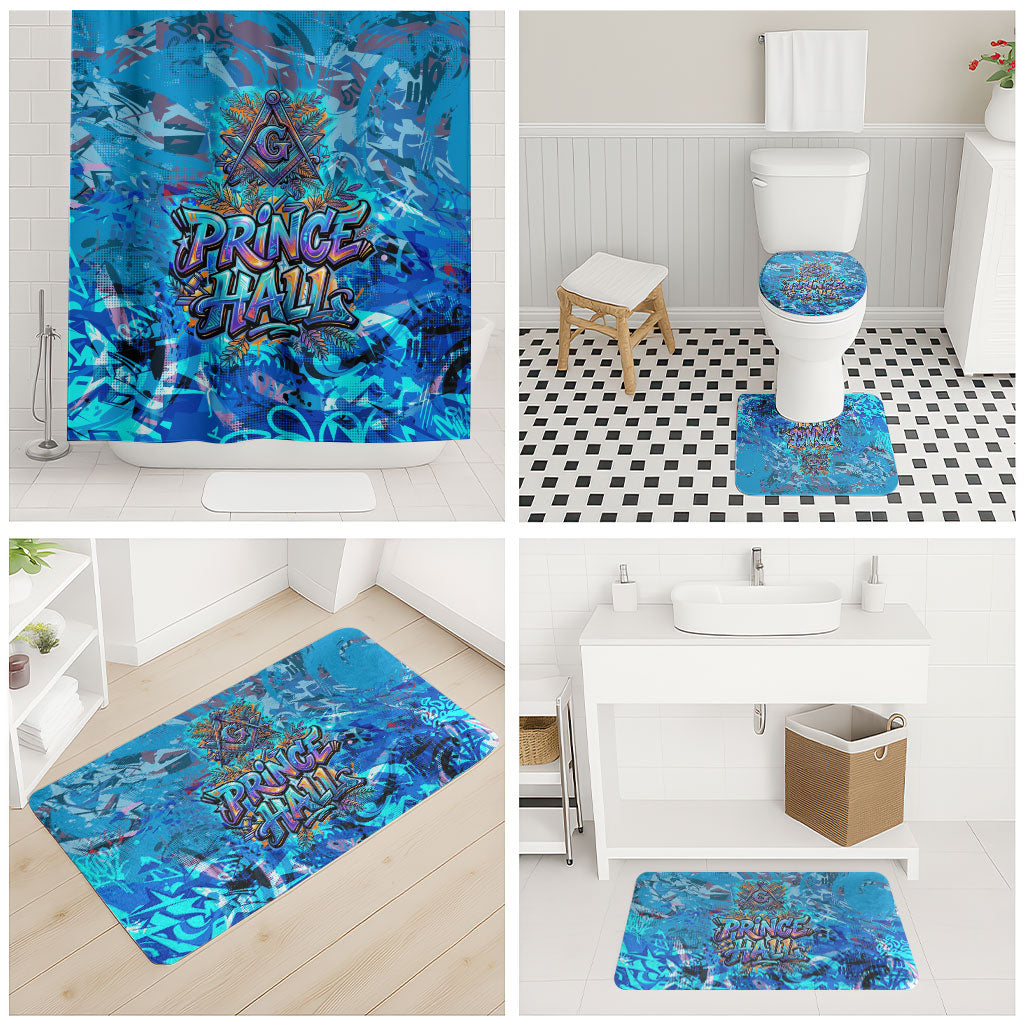 Prince Hall Freemasonry Bathroom Set Compasses Masonic Art - Urban Graffiti Style
