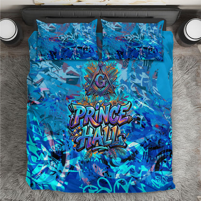 Prince Hall Freemasonry Bedding Set Compasses Masonic Art - Urban Graffiti Style