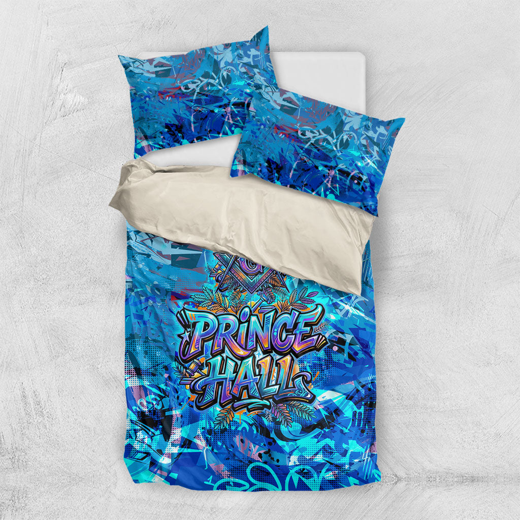 Prince Hall Freemasonry Bedding Set Compasses Masonic Art - Urban Graffiti Style