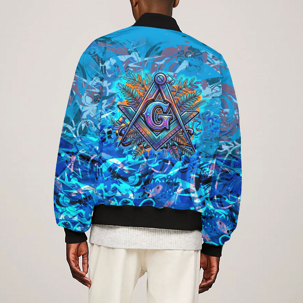 Prince Hall Freemasonry Bomber Jacket Compasses Masonic Art - Urban Graffiti Style