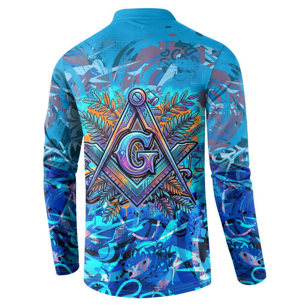 Prince Hall Freemasonry Button Sweatshirt Compasses Masonic Art - Urban Graffiti Style