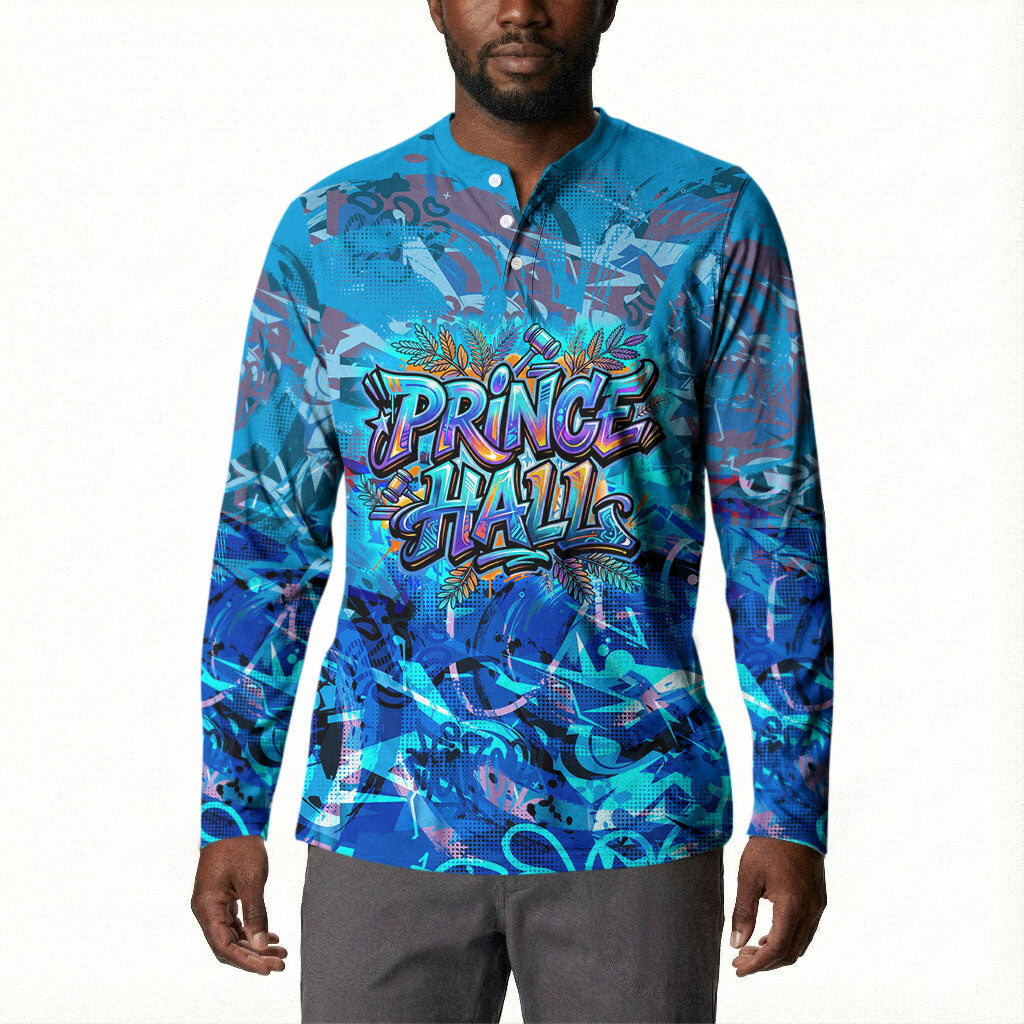 Prince Hall Freemasonry Button Sweatshirt Compasses Masonic Art - Urban Graffiti Style