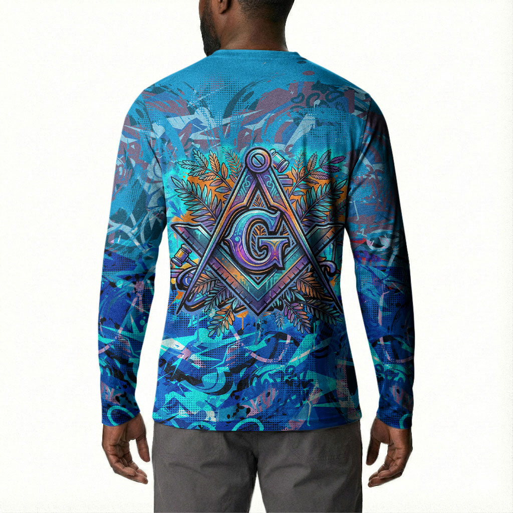 Prince Hall Freemasonry Button Sweatshirt Compasses Masonic Art - Urban Graffiti Style