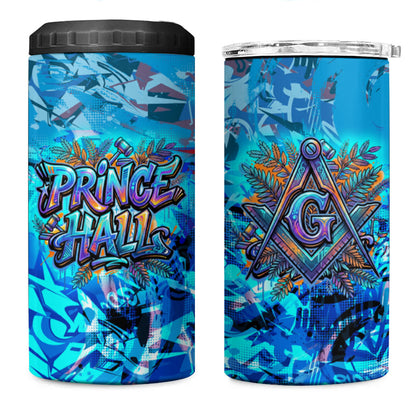 Prince Hall Freemasonry 4 in 1 Can Cooler Tumbler Compasses Masonic Art - Urban Graffiti Style