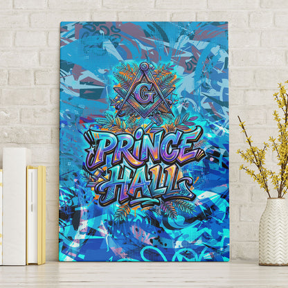 Prince Hall Freemasonry Canvas Wall Art Compasses Masonic Art - Urban Graffiti Style