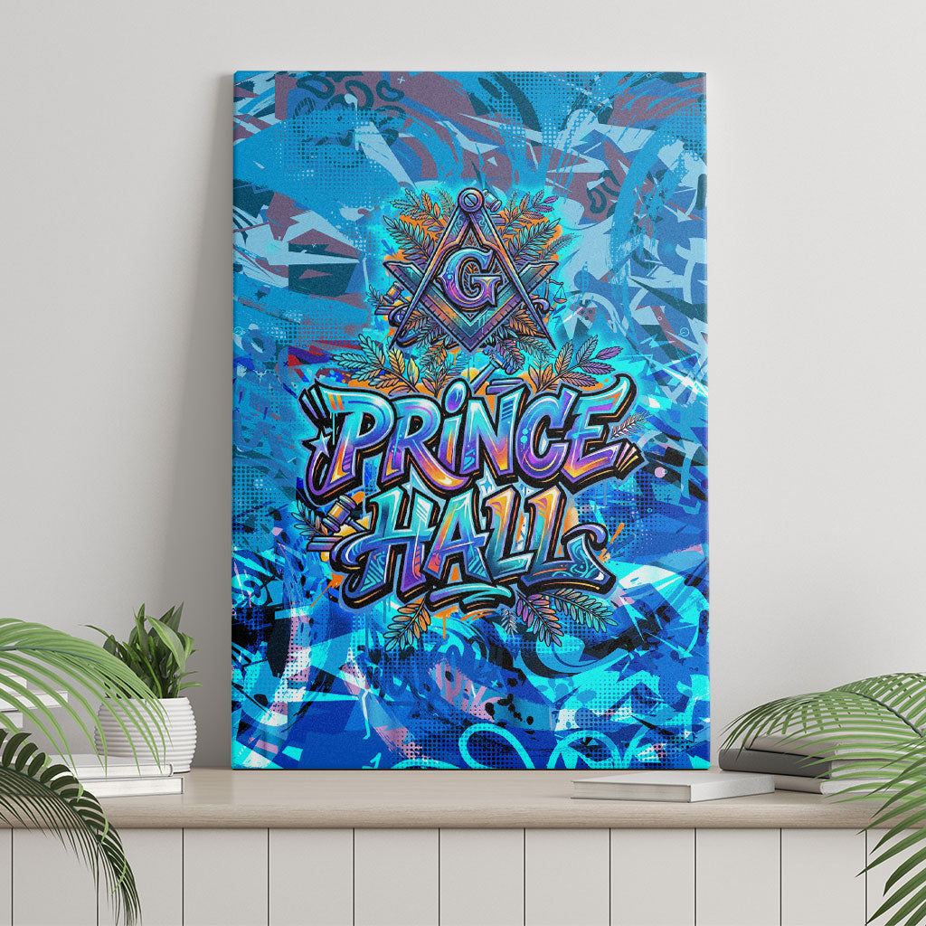 Prince Hall Freemasonry Canvas Wall Art Compasses Masonic Art - Urban Graffiti Style