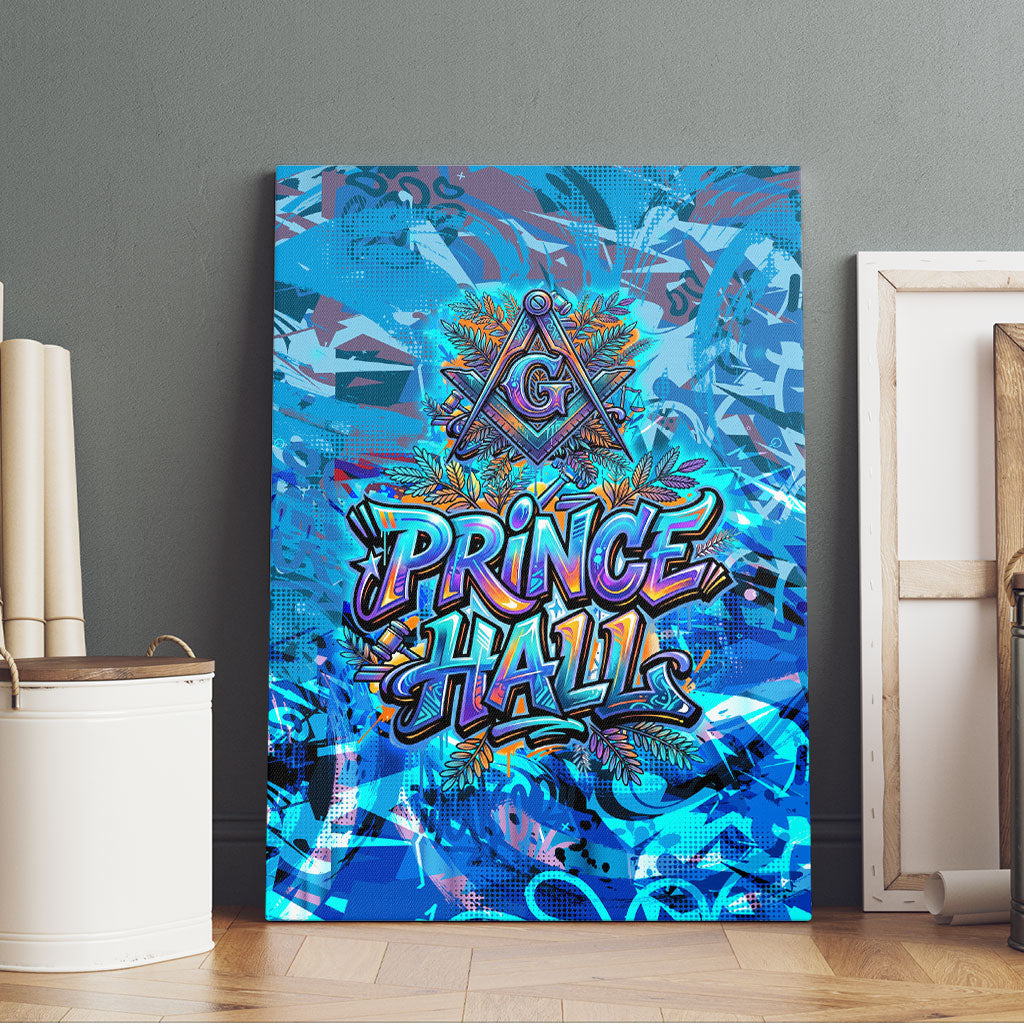 Prince Hall Freemasonry Canvas Wall Art Compasses Masonic Art - Urban Graffiti Style