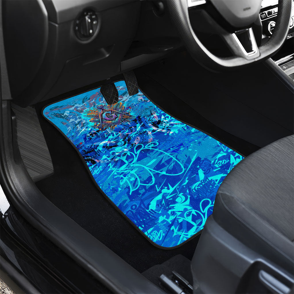 Prince Hall Freemasonry Car Mats Compasses Masonic Art - Urban Graffiti Style