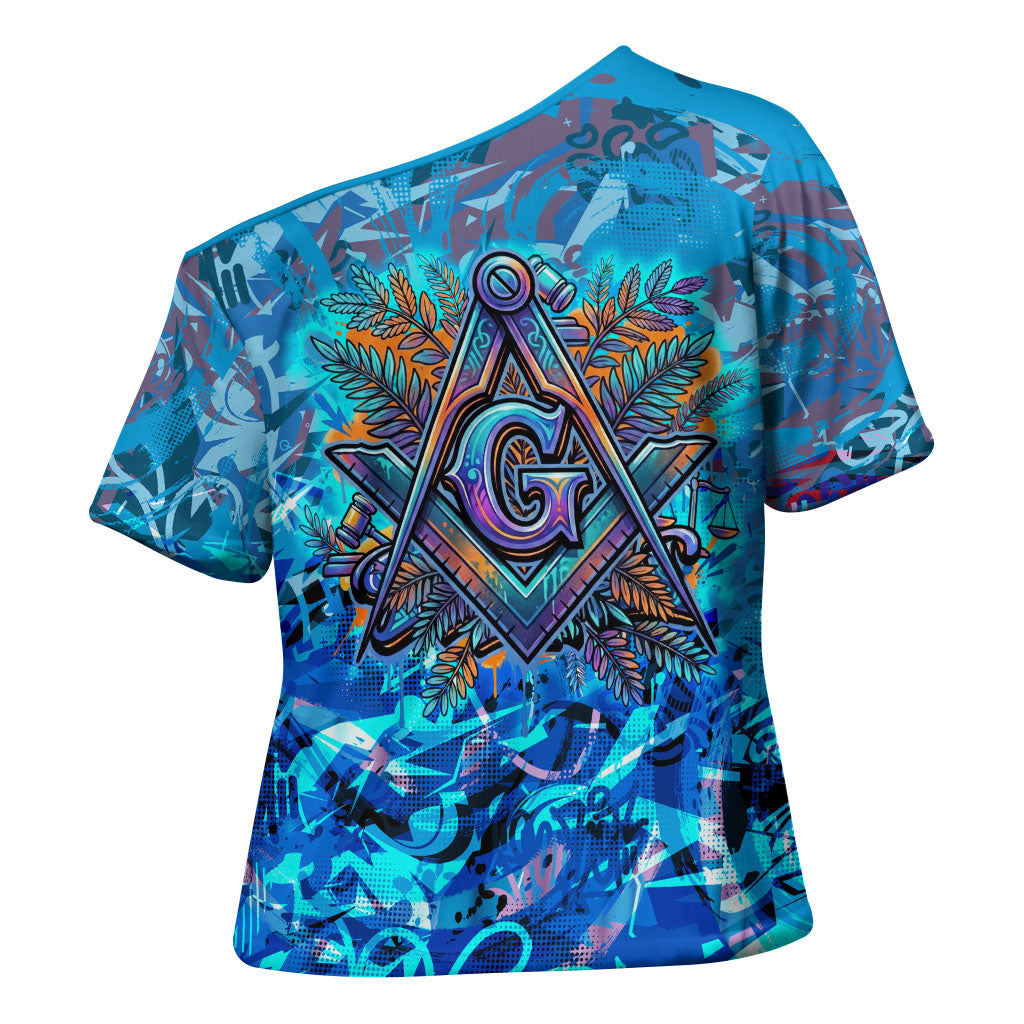 Prince Hall Freemasonry Cross Shoulder Shirt Compasses Masonic Art - Urban Graffiti Style