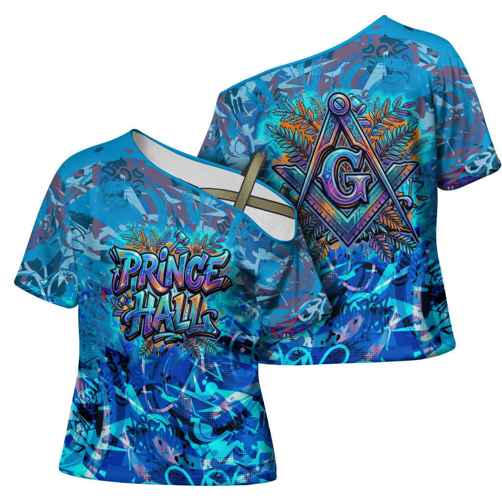 Prince Hall Freemasonry Cross Shoulder Shirt Compasses Masonic Art - Urban Graffiti Style