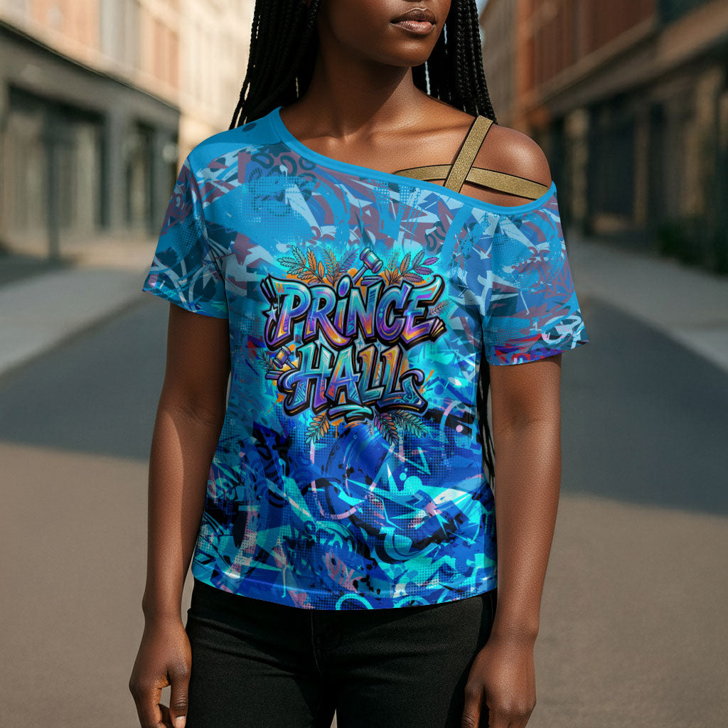 Prince Hall Freemasonry Cross Shoulder Shirt Compasses Masonic Art - Urban Graffiti Style