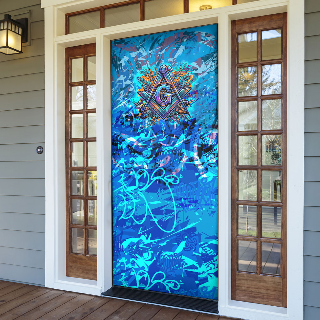 Prince Hall Freemasonry Door Cover Compasses Masonic Art - Urban Graffiti Style