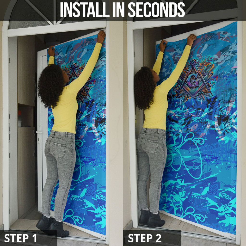 Prince Hall Freemasonry Door Cover Compasses Masonic Art - Urban Graffiti Style