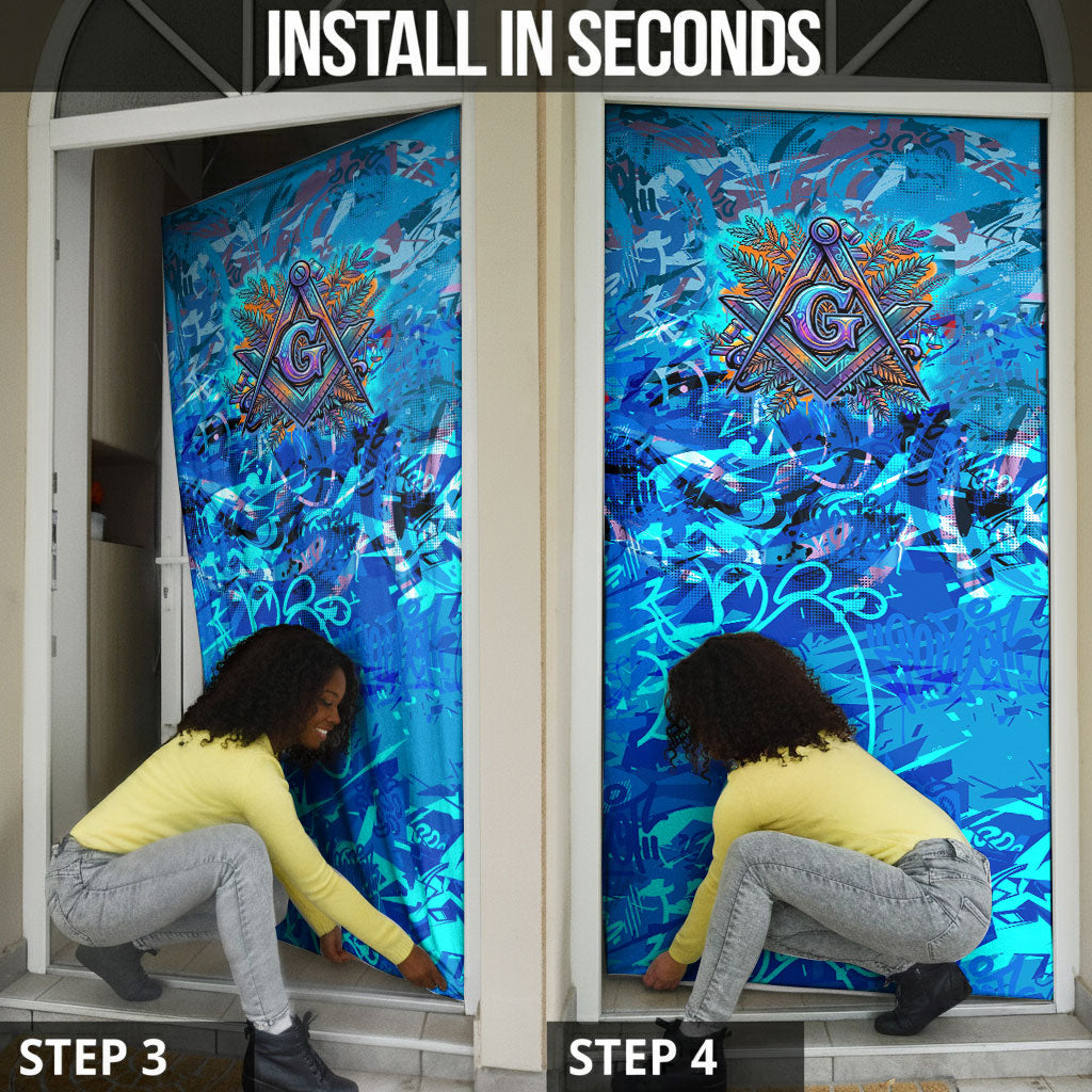 Prince Hall Freemasonry Door Cover Compasses Masonic Art - Urban Graffiti Style