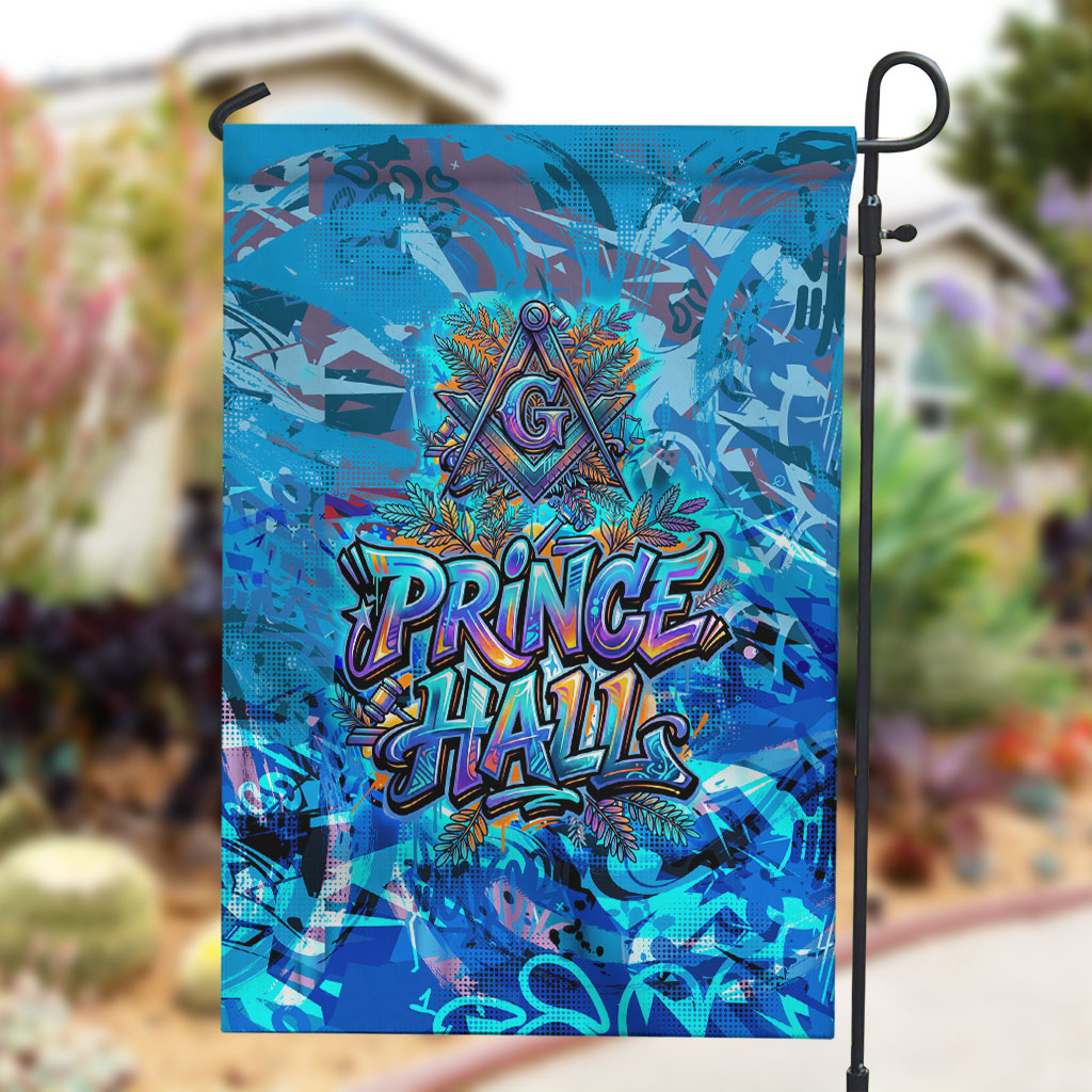 Prince Hall Freemasonry Garden Flag Compasses Masonic Art - Urban Graffiti Style