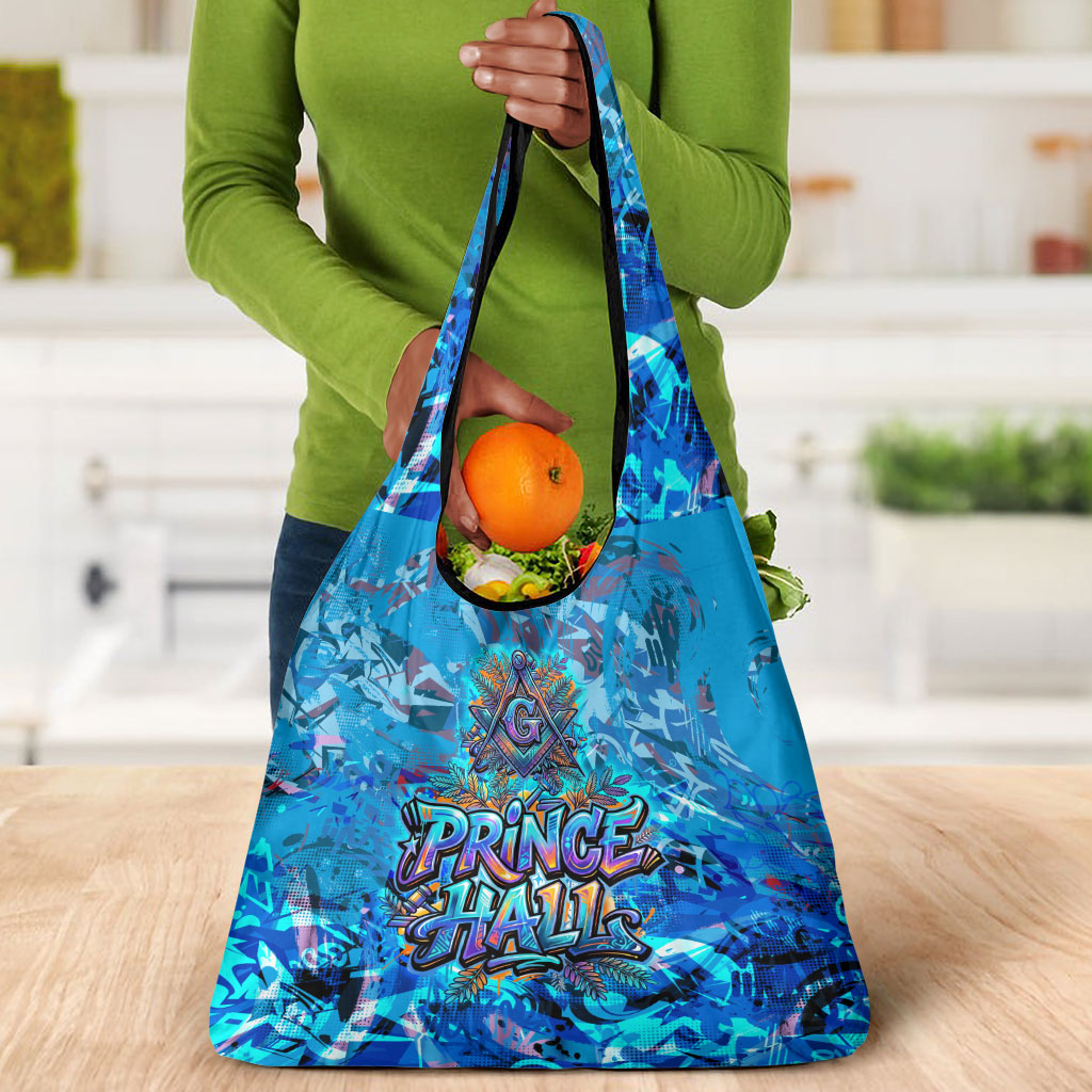 Prince Hall Freemasonry Grocery Bag Compasses Masonic Art - Urban Graffiti Style