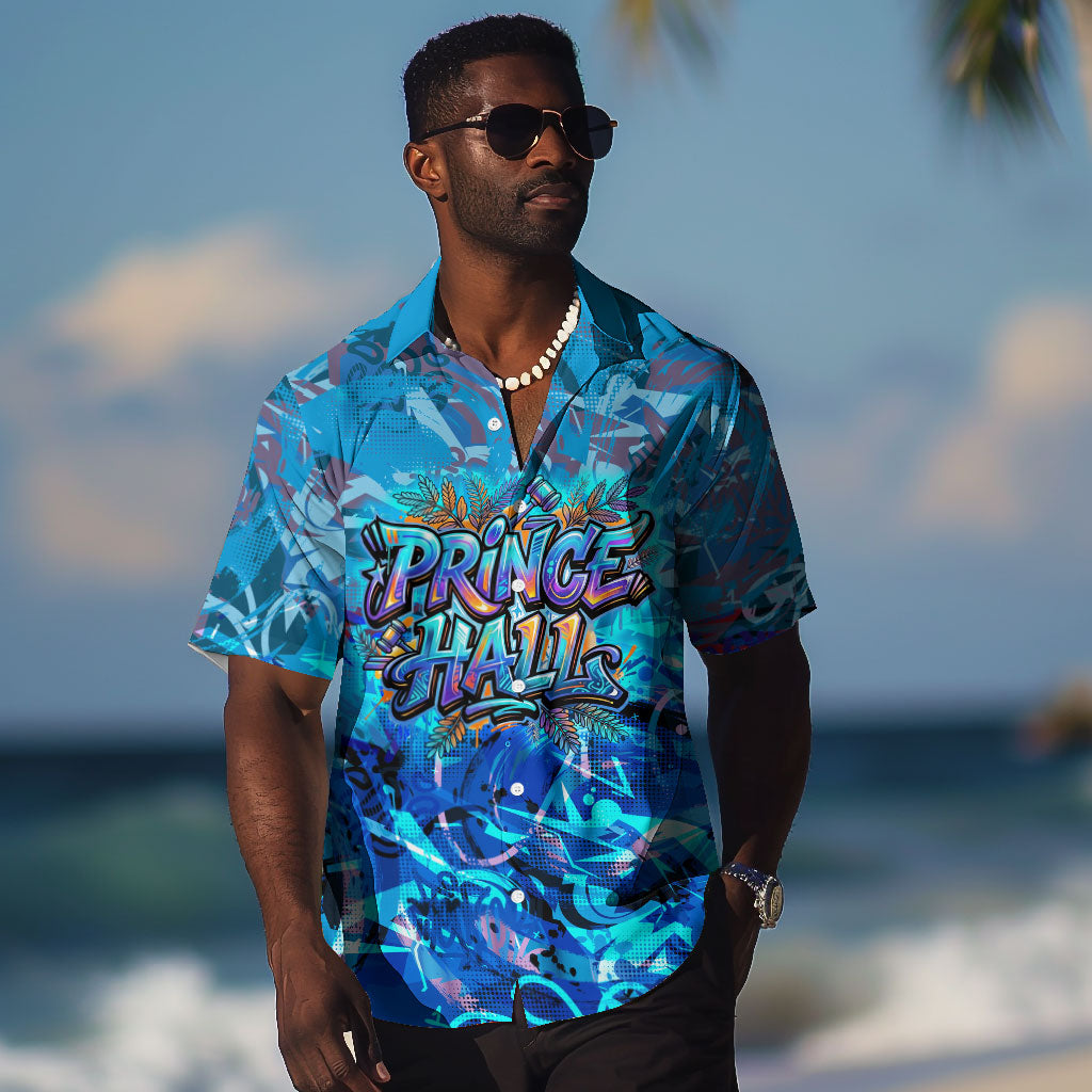 Prince Hall Freemasonry Hawaiian Shirt Compasses Masonic Art - Urban Graffiti Style
