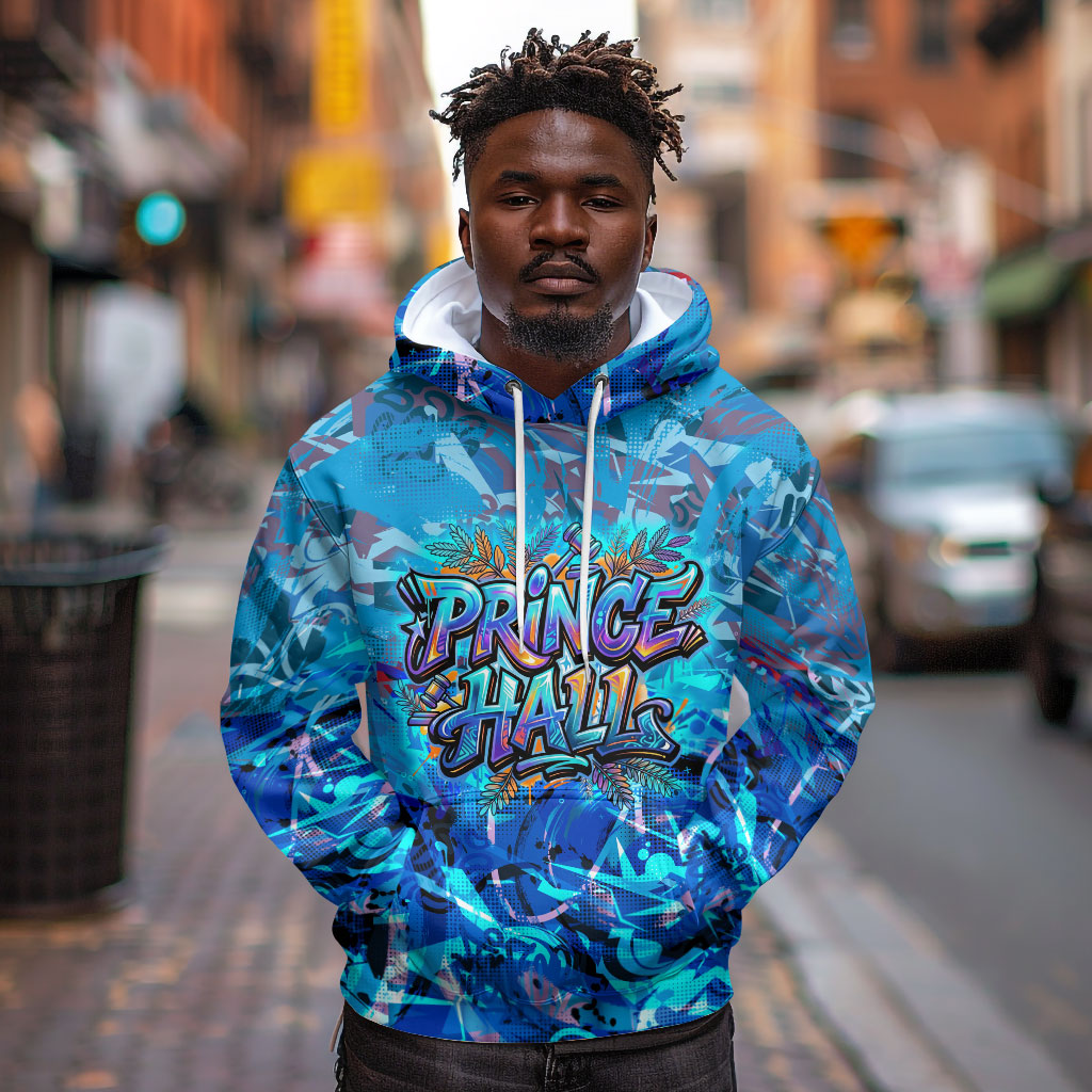 Prince Hall Freemasonry Hoodie Compasses Masonic Art - Urban Graffiti Style