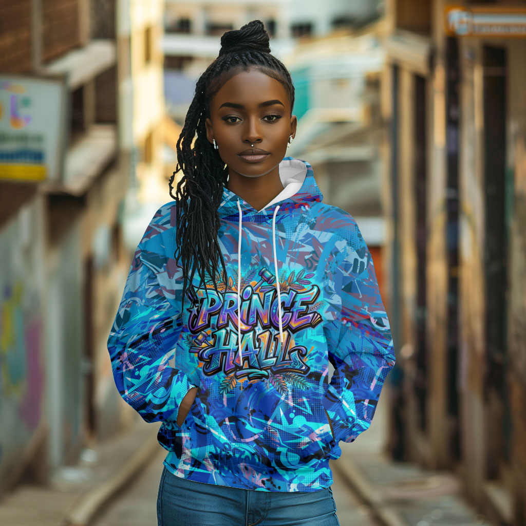Prince Hall Freemasonry Hoodie Compasses Masonic Art - Urban Graffiti Style