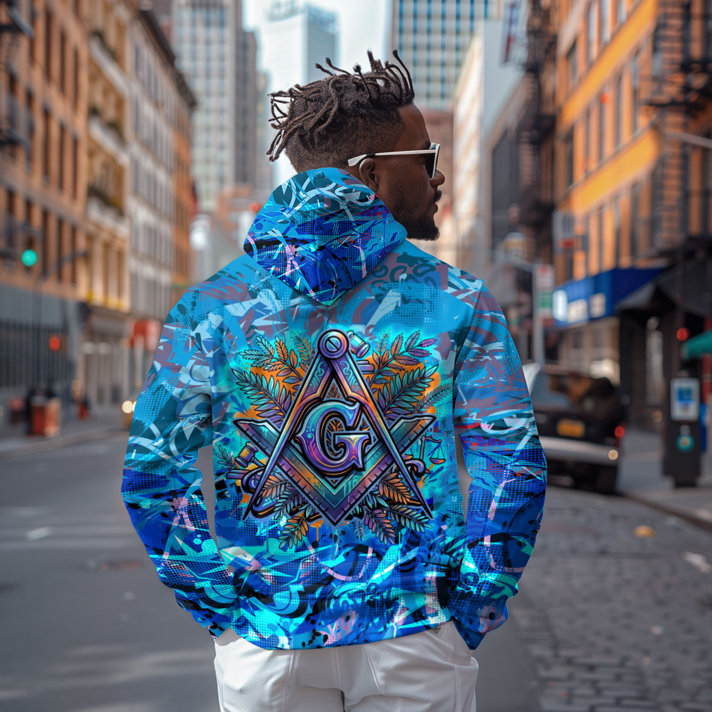 Prince Hall Freemasonry Hoodie Compasses Masonic Art - Urban Graffiti Style