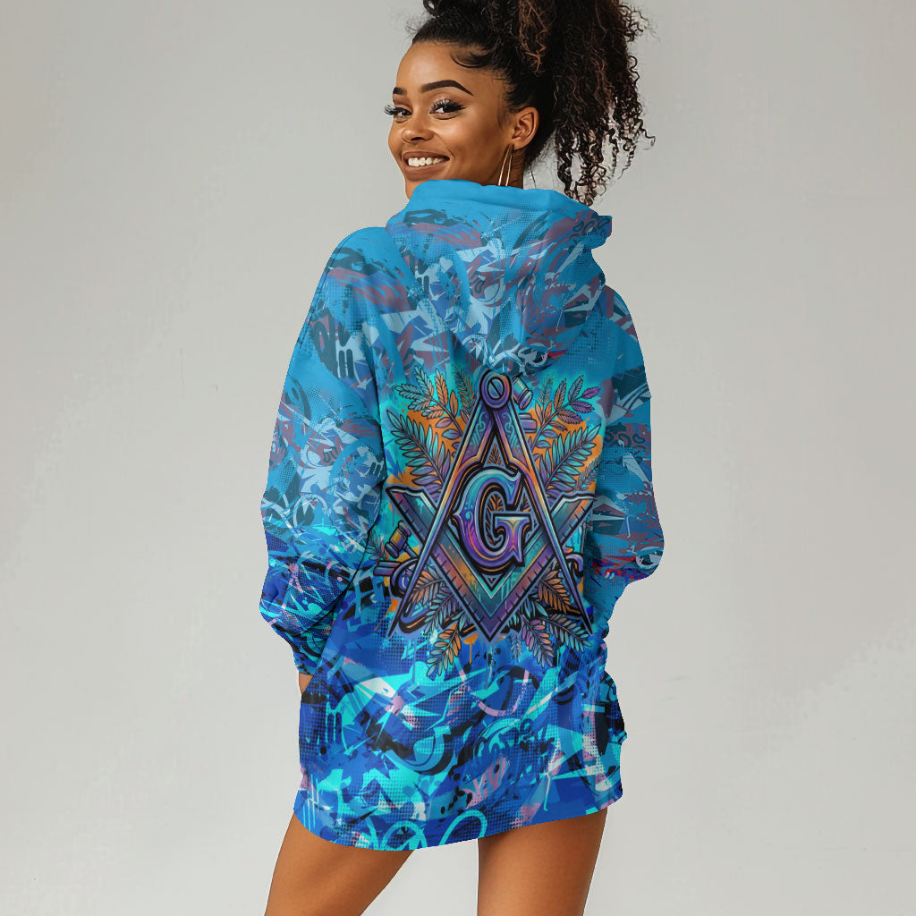Prince Hall Freemasonry Hoodie Dress Compasses Masonic Art - Urban Graffiti Style