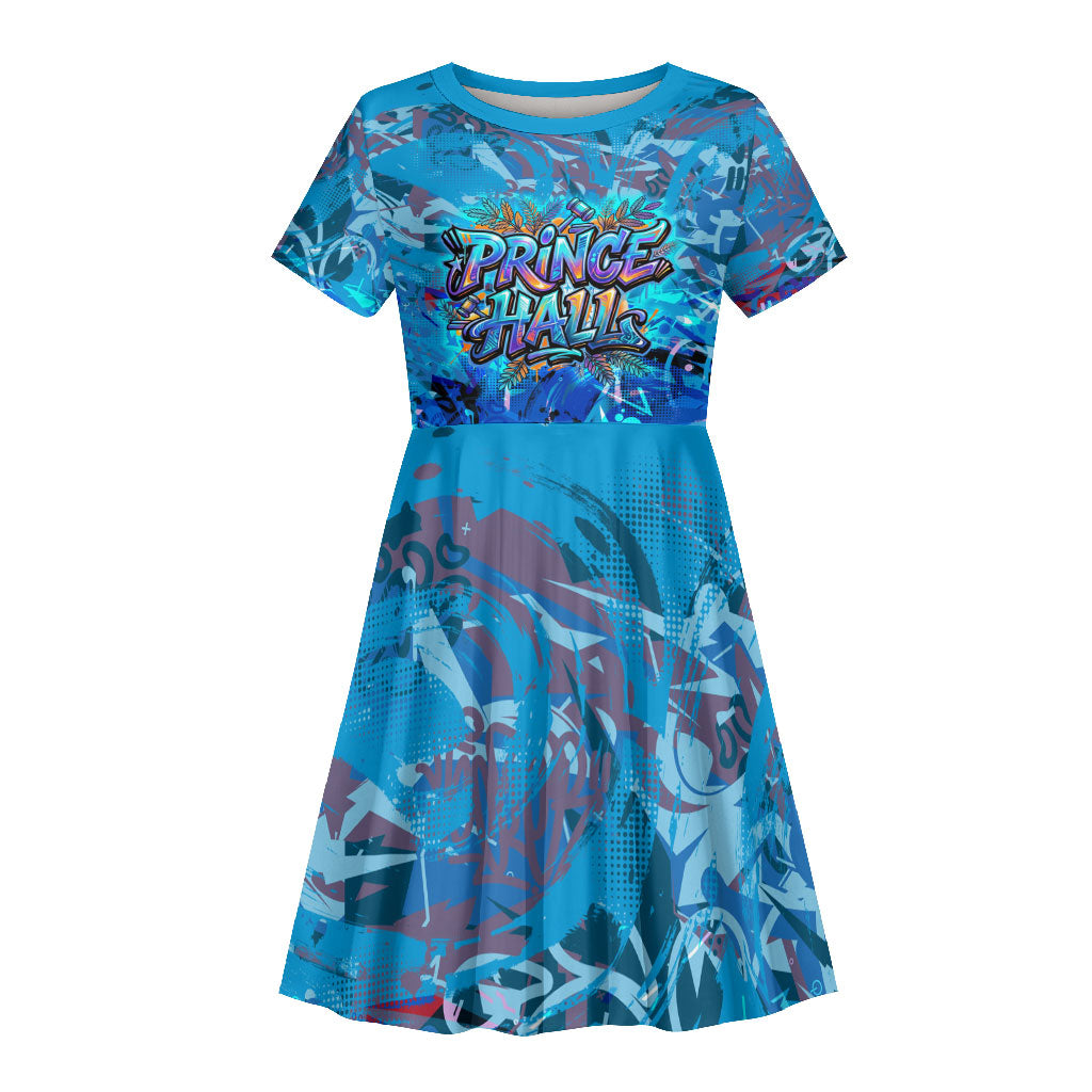 Prince Hall Freemasonry Kid Short Sleeve Dress Compasses Masonic Art - Urban Graffiti Style