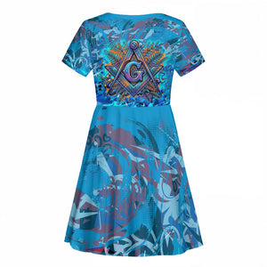 Prince Hall Freemasonry Kid Short Sleeve Dress Compasses Masonic Art - Urban Graffiti Style