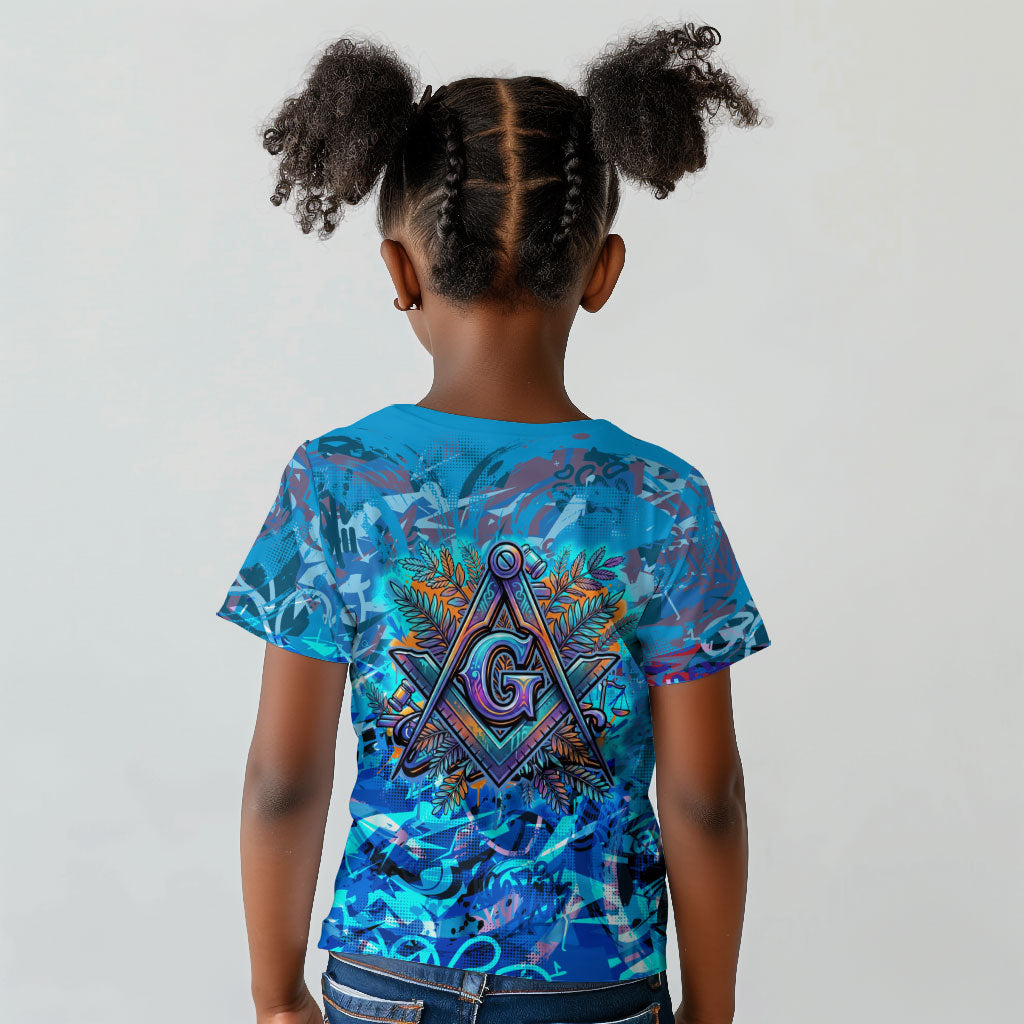 Prince Hall Freemasonry Kid T shirt Compasses Masonic Art - Urban Graffiti Style