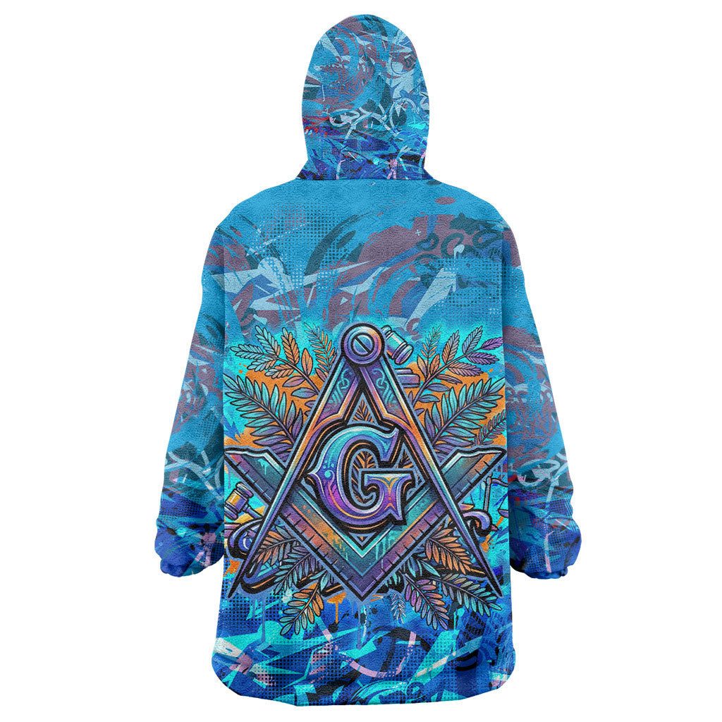 Prince Hall Freemasonry Kid Wearable Blanket Hoodie Compasses Masonic Art - Urban Graffiti Style