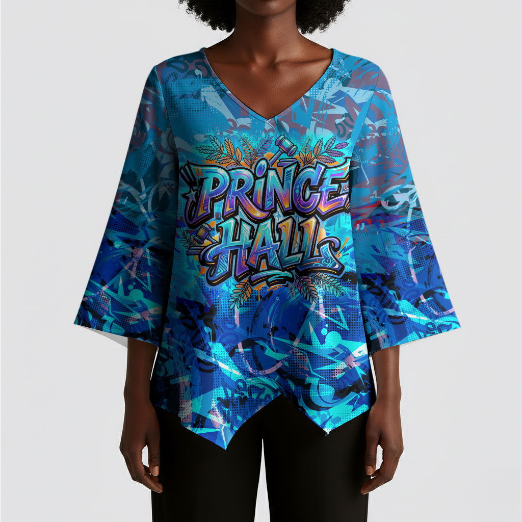 Prince Hall Freemasonry Kimono Sleeve Blouse Compasses Masonic Art - Urban Graffiti Style