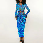 Prince Hall Freemasonry Long Sleeve Bodycon Dress Compasses Masonic Art - Urban Graffiti Style