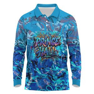 Prince Hall Freemasonry Long Sleeve Polo Shirt Compasses Masonic Art - Urban Graffiti Style