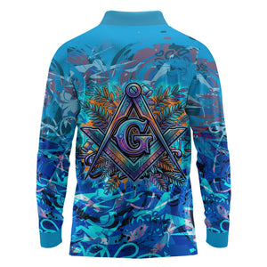 Prince Hall Freemasonry Long Sleeve Polo Shirt Compasses Masonic Art - Urban Graffiti Style