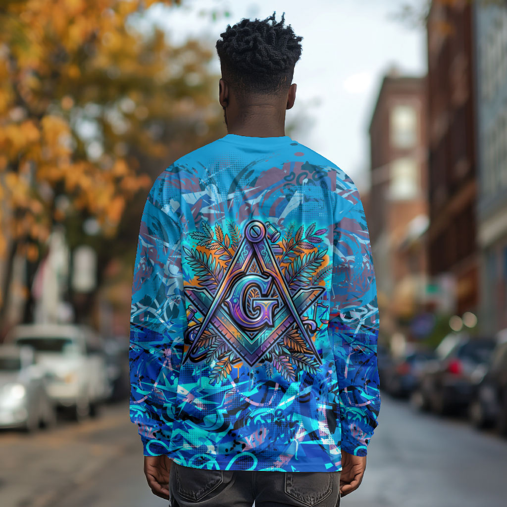 Prince Hall Freemasonry Long Sleeve Shirt Compasses Masonic Art - Urban Graffiti Style