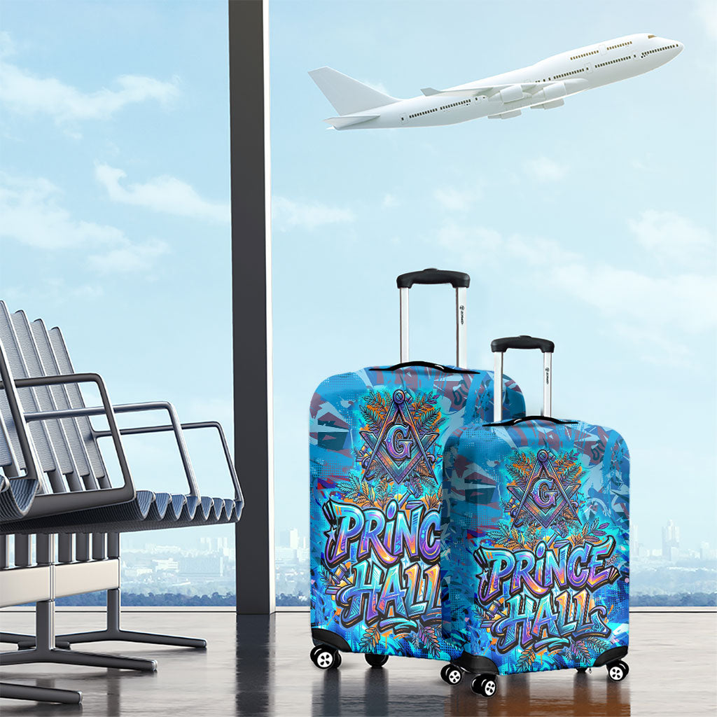 Prince Hall Freemasonry Luggage Cover Compasses Masonic Art - Urban Graffiti Style