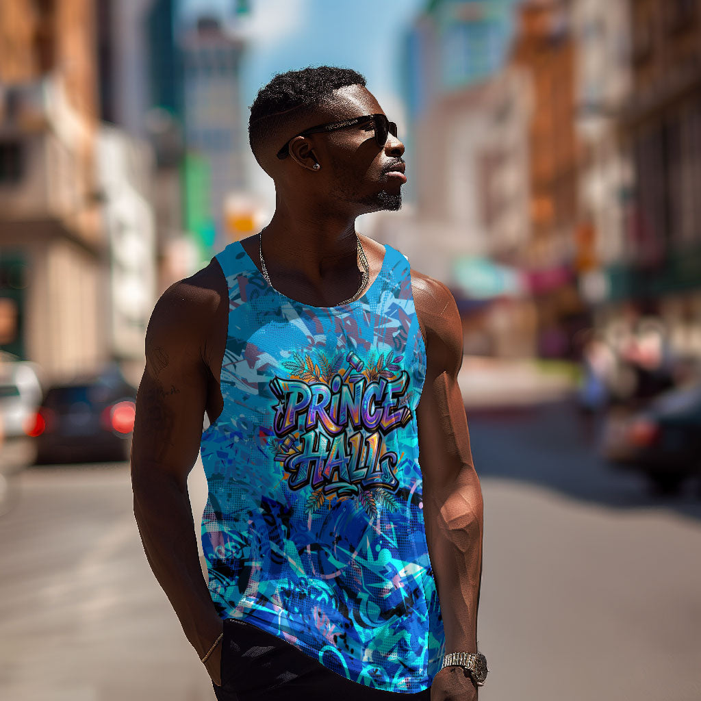 Prince Hall Freemasonry Men Tank Top Compasses Masonic Art - Urban Graffiti Style