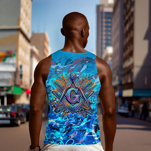 Prince Hall Freemasonry Men Tank Top Compasses Masonic Art - Urban Graffiti Style