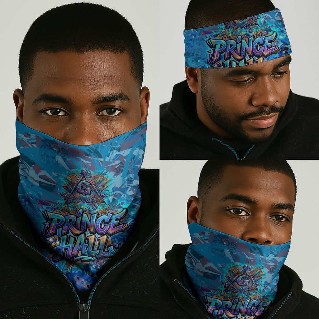 Prince Hall Freemasonry Neck Gaiter Compasses Masonic Art - Urban Graffiti Style