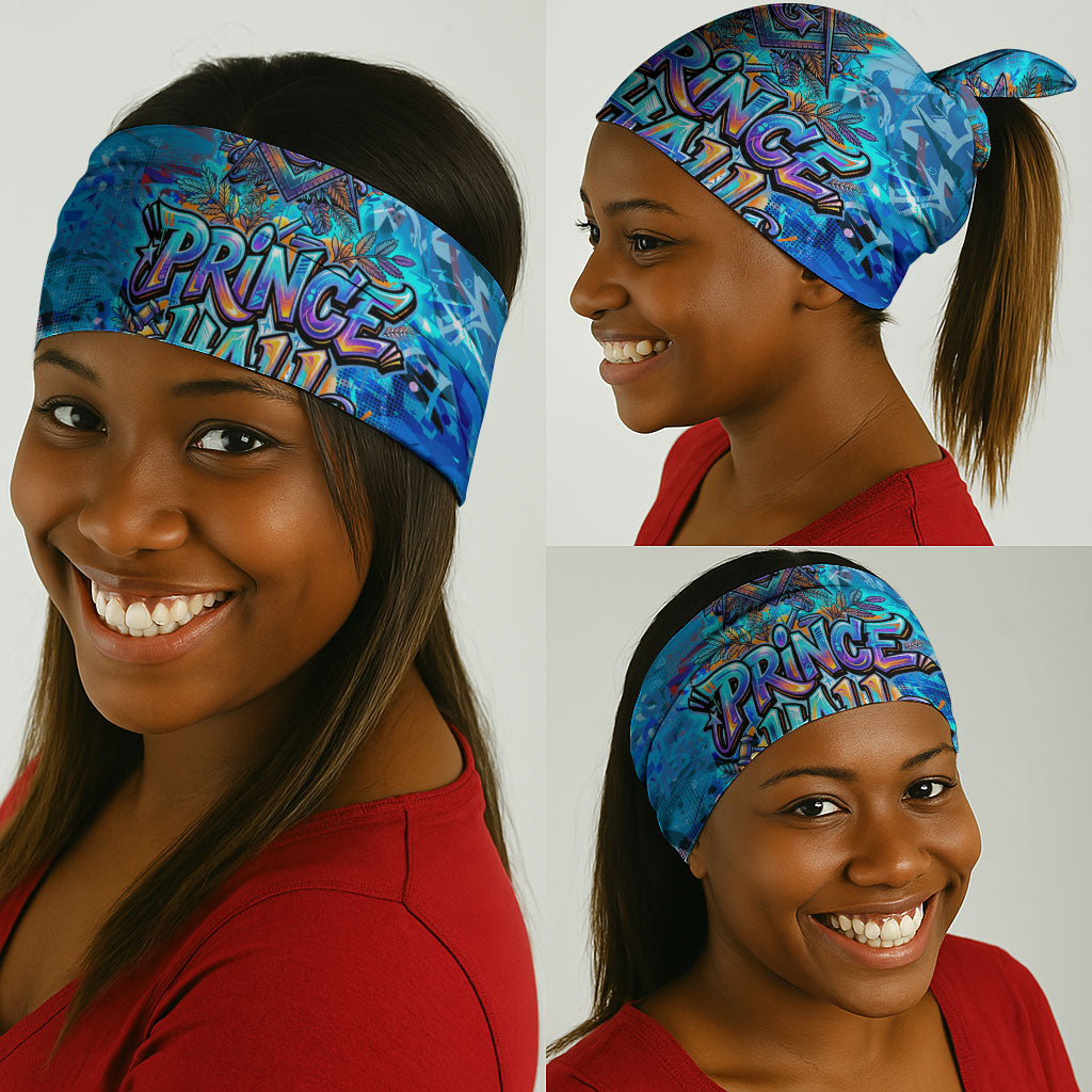 Prince Hall Freemasonry Neck Gaiter Compasses Masonic Art - Urban Graffiti Style
