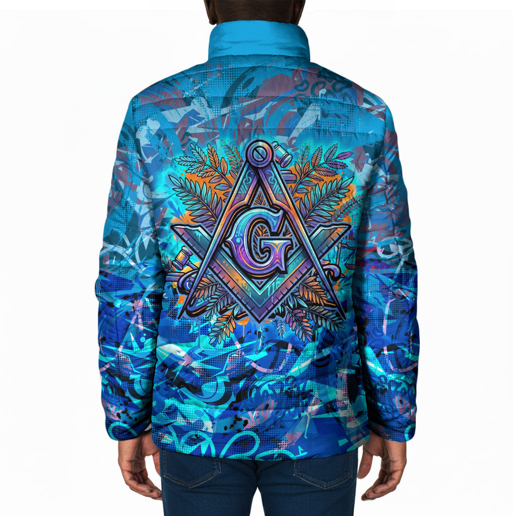 Prince Hall Freemasonry Padded Jacket Compasses Masonic Art - Urban Graffiti Style