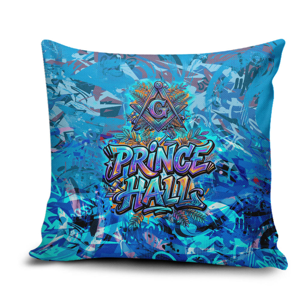 Prince Hall Freemasonry Pillow Cover Compasses Masonic Art - Urban Graffiti Style
