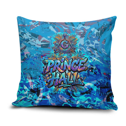 Prince Hall Freemasonry Pillow Cover Compasses Masonic Art - Urban Graffiti Style