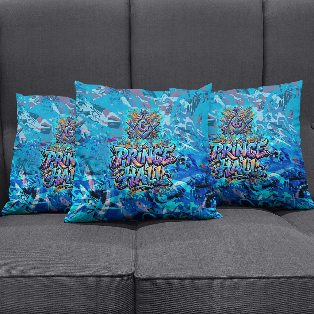 Prince Hall Freemasonry Pillow Cover Compasses Masonic Art - Urban Graffiti Style