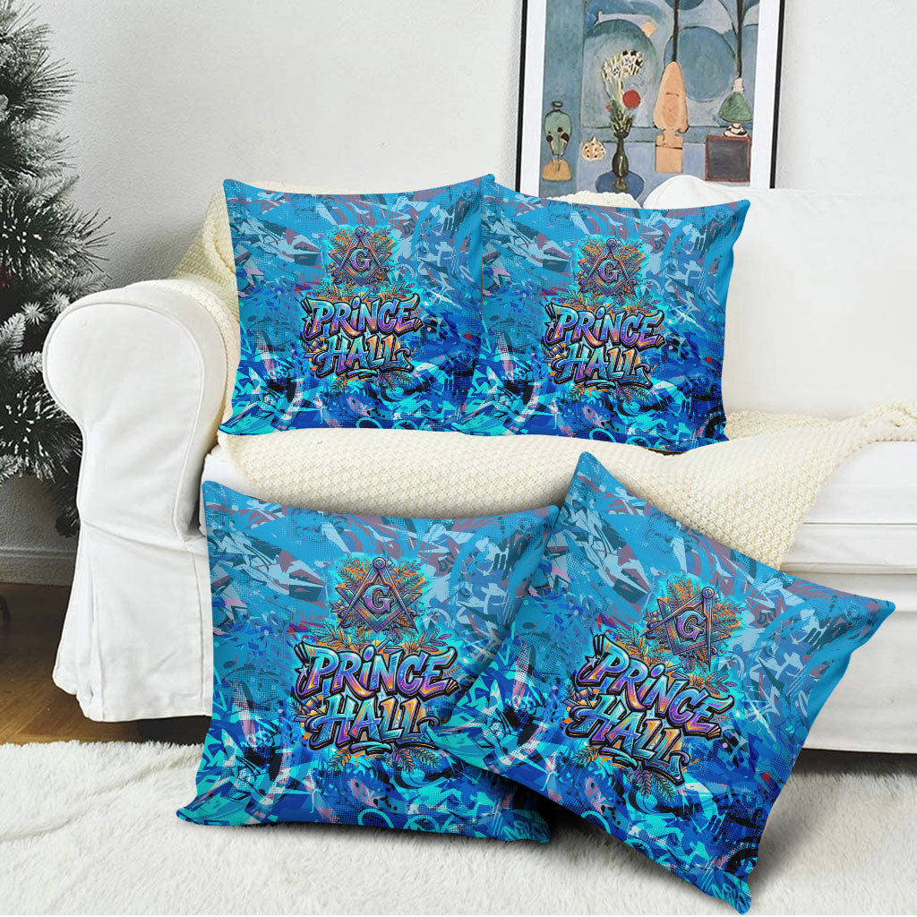 Prince Hall Freemasonry Pillow Cover Compasses Masonic Art - Urban Graffiti Style